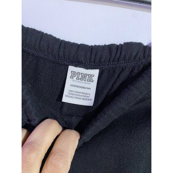 Rare Victoria Secret Pink Hoodie Joggers XS SET Campus 86 Sequin Bling 1/4 Zip - Picture 16 of 16